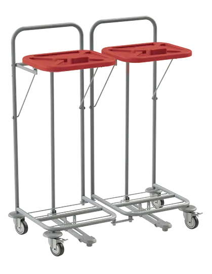 VK 80 - 2N vozík na třídění odpadu a prádla, nožní otevírání plast - VK - červený